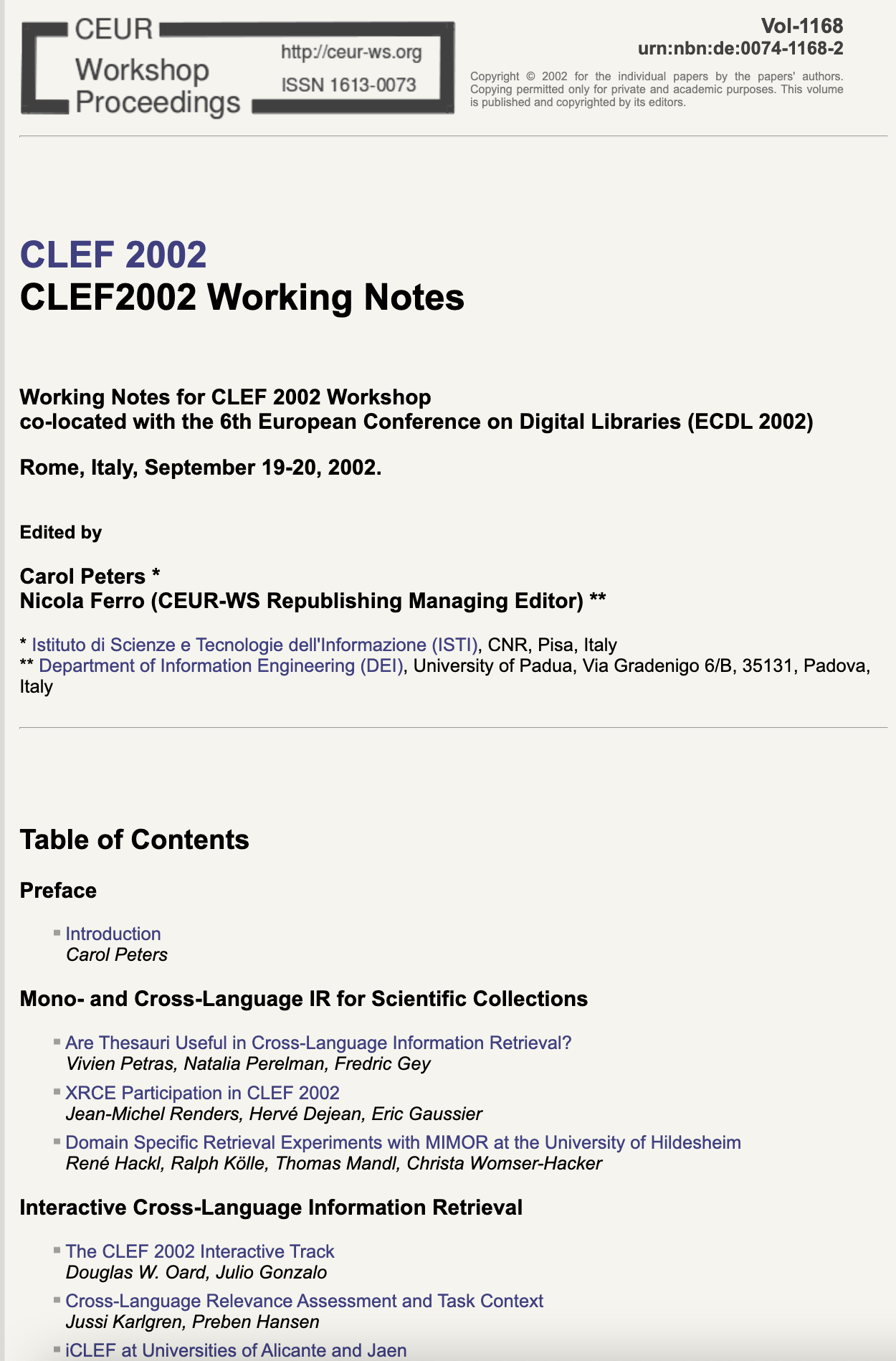 CLEF 2002 CEUR-WS Working Notes page