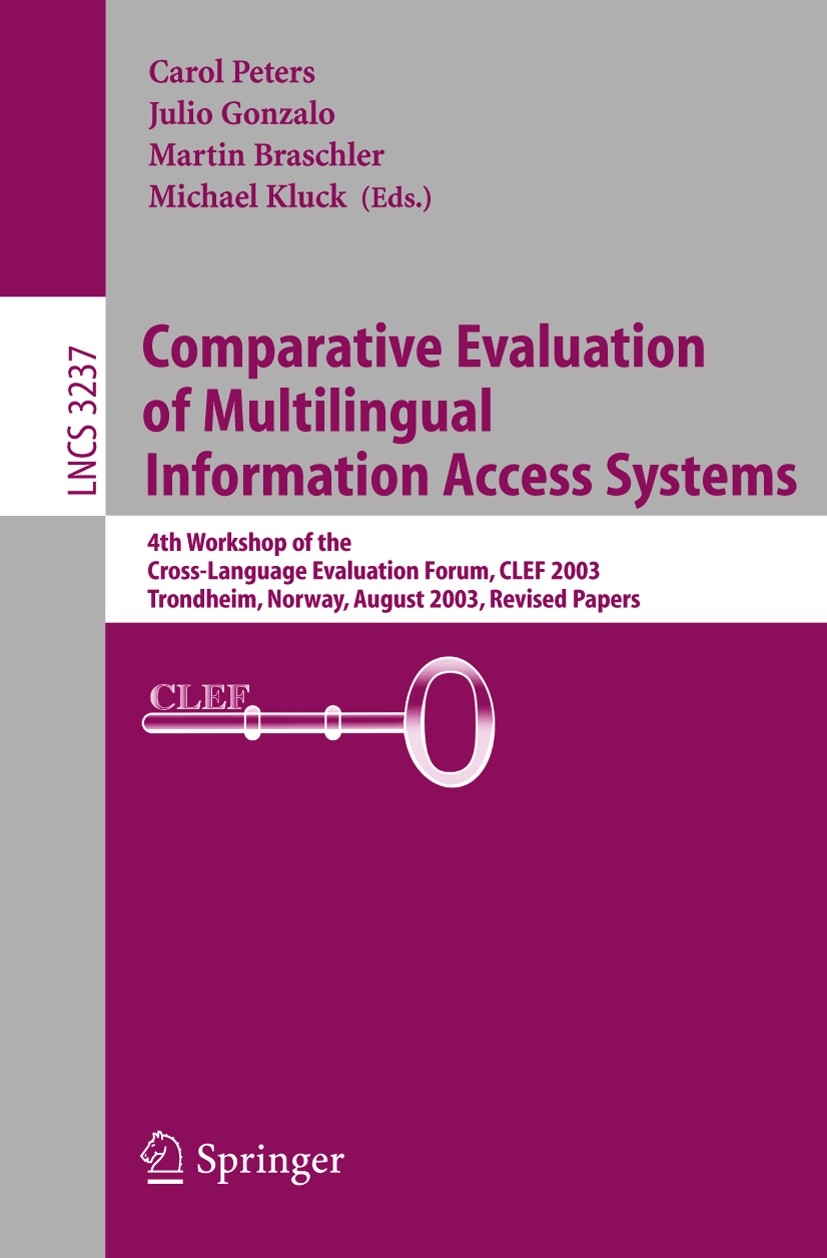 CLEF 2003 LNCS proceedings cover page