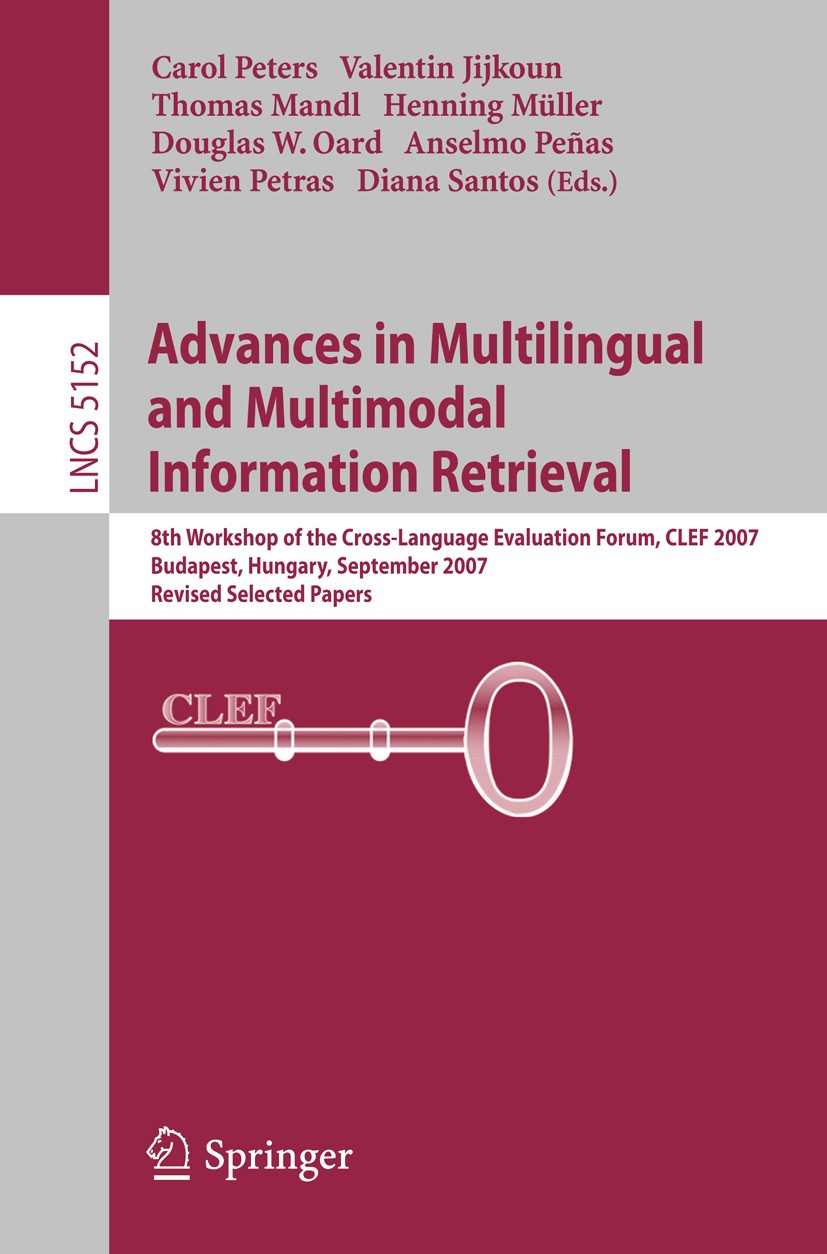 CLEF 2007 LNCS proceedings cover page