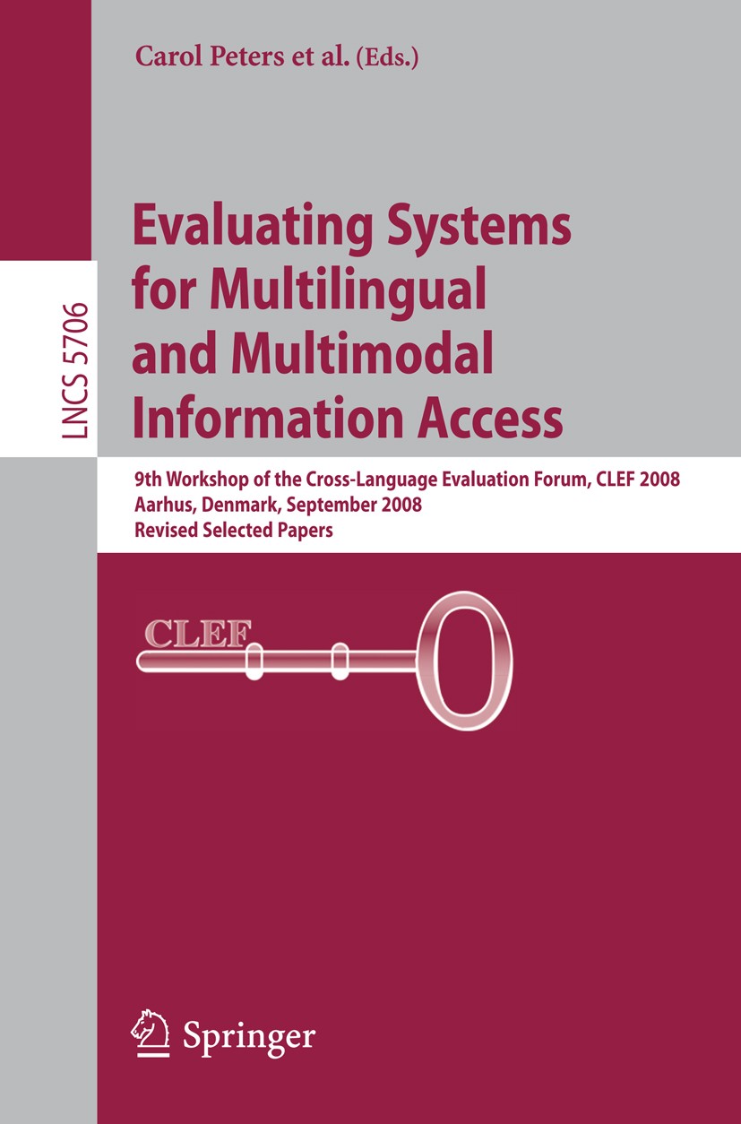 CLEF 2008 LNCS proceedings cover page