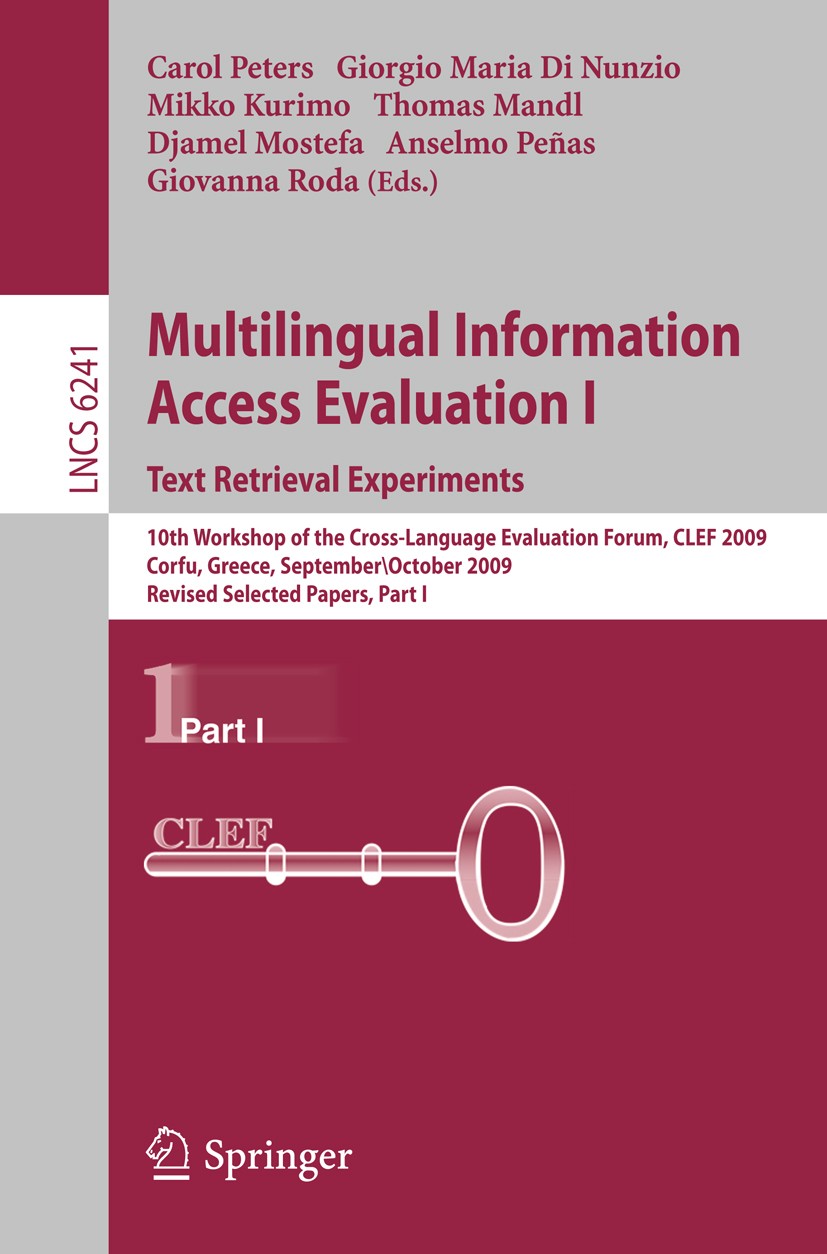 CLEF 2009 LNCS proceedings cover page